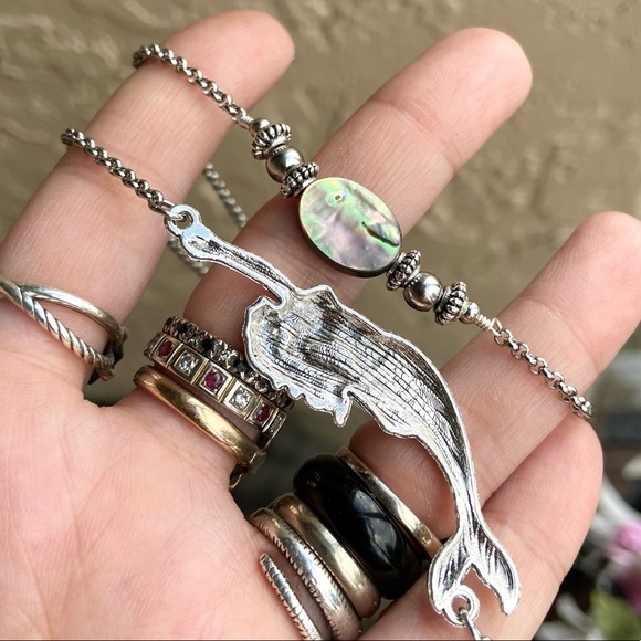 Mermaid abalone necklace . Double layer necklace with genuine blue abalone shell - Picture 11 of 15